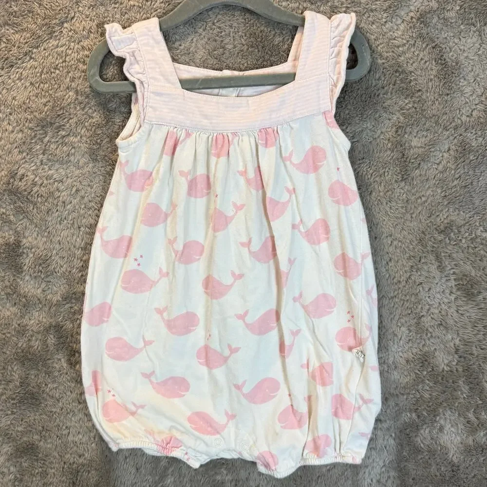 Baby Gap Pink White Whale Print Romper Baby Toddler Girl 18-24 Months